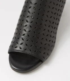 Burne Black Leather Sandals