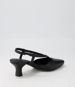 Cadman Black Leather Heels