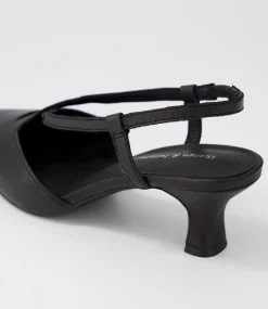 Cadman Black Leather Heels