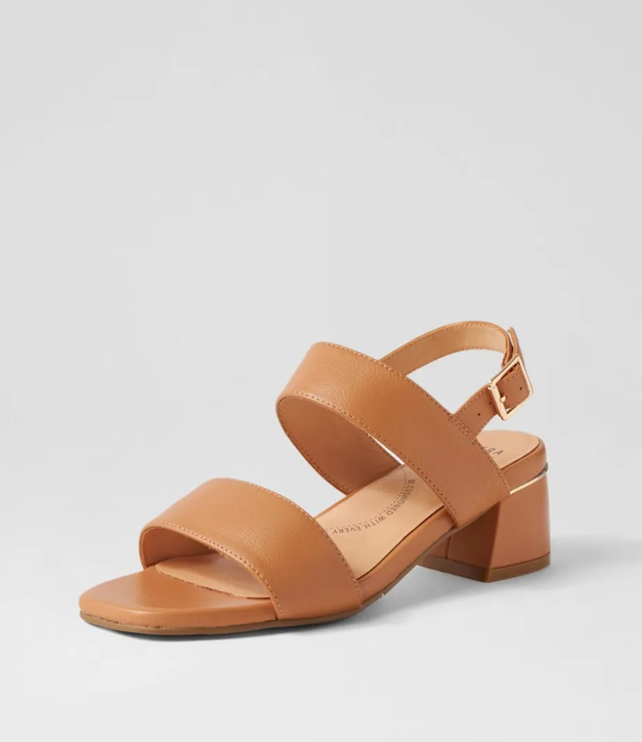 Caitlan W Tan Leather Sandals