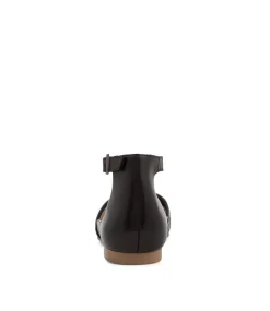 Camay Xf Black Leather Flat Shoes