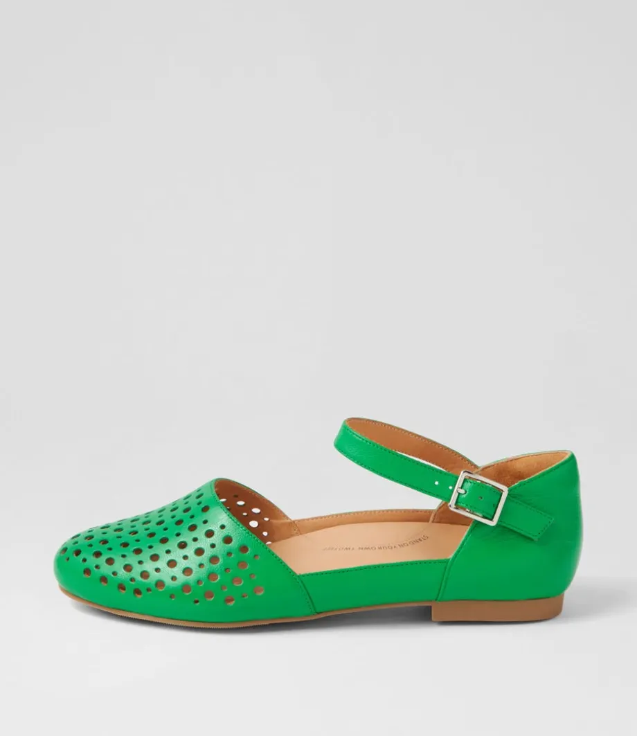 Carrole Xf Bright Emerald Leather Flat Shoes