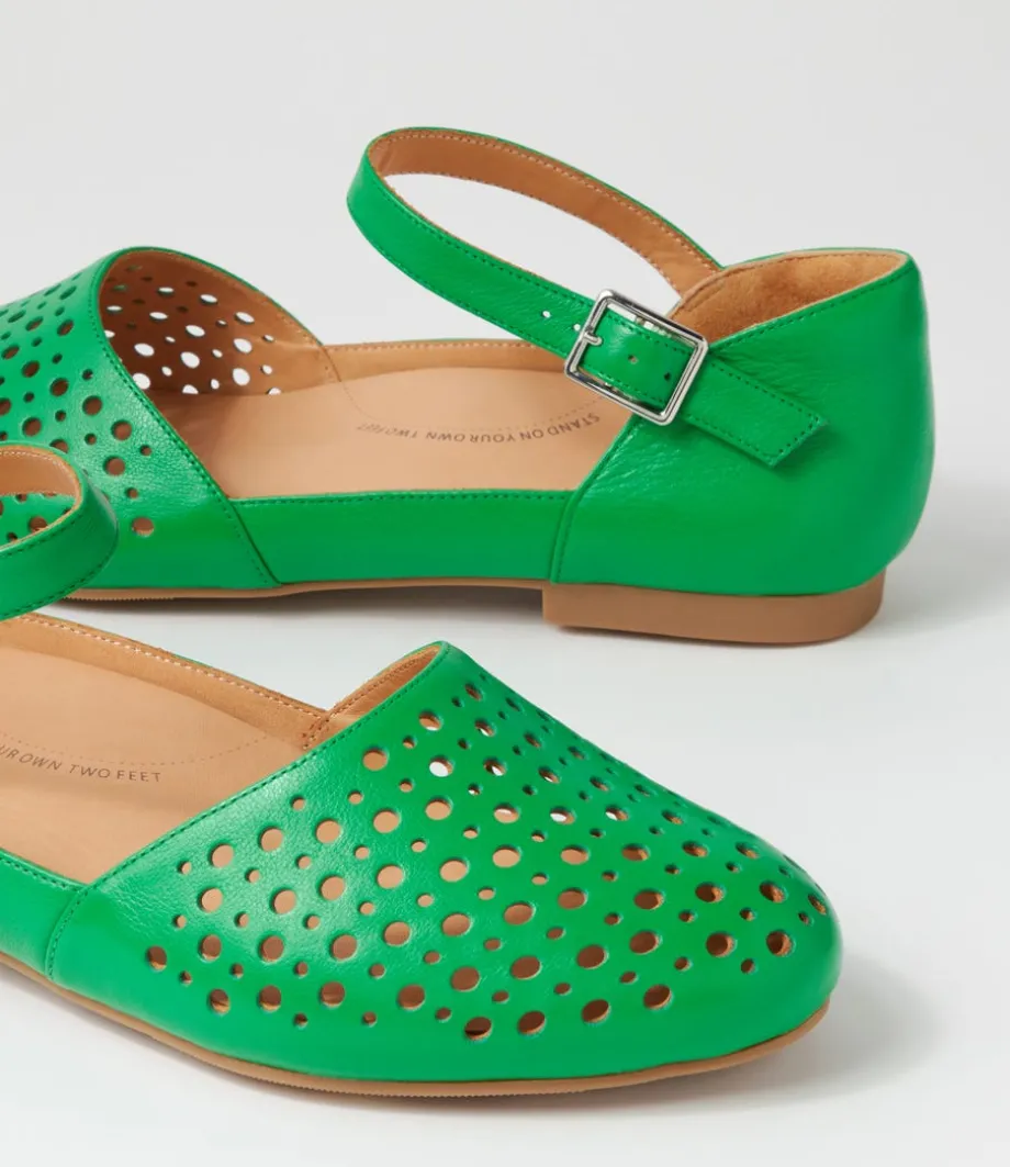 Carrole Xf Bright Emerald Leather Flat Shoes