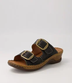 Catalonia 76 Schwartz Leather Slides