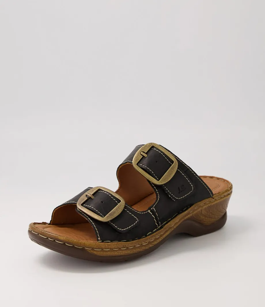 Catalonia 76 Schwartz Leather Slides
