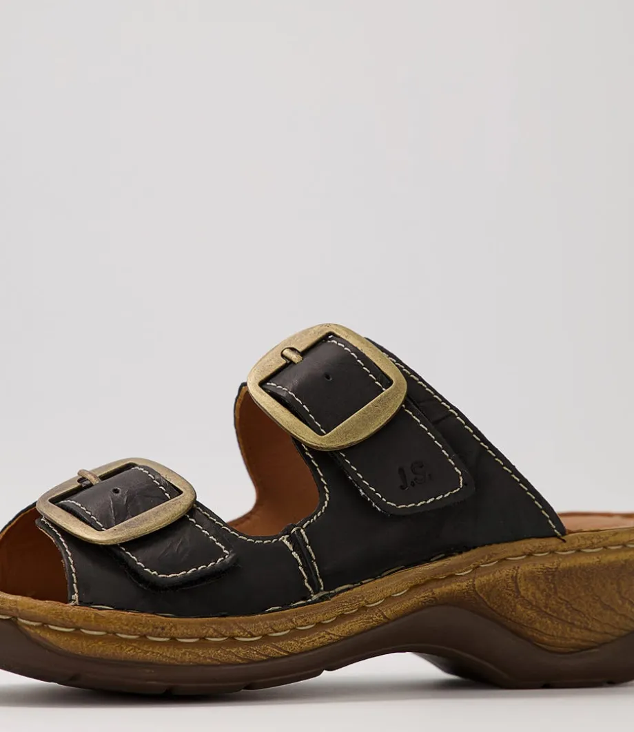 Catalonia 76 Schwartz Leather Slides