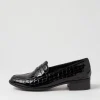 Cathi Black Patent Croc Heels