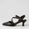 Charissa Black Leather Heels