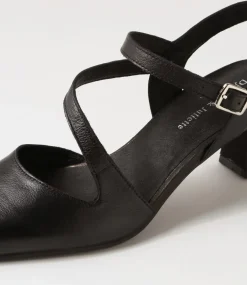 Charissa Black Leather Heels