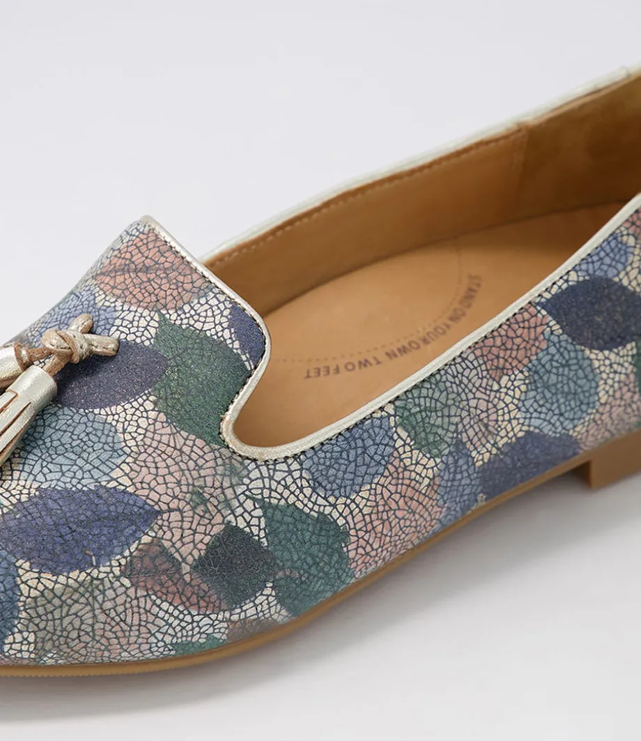 Charter Xf Blue Leaf Gold Multi Flat Shoes