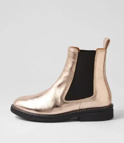 Chelsea Rise Boot Rose Gold Foil Leather Chelsea Boots