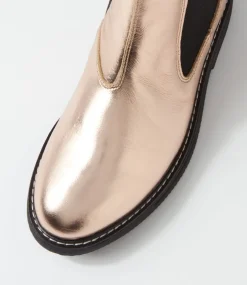 Chelsea Rise Boot Rose Gold Foil Leather Chelsea Boots