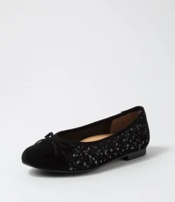 Chelsea Xf Black Sparkle Suede Ballet Flats