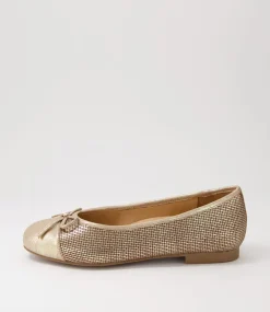 Chelsea Xf Gold Leather Cut Leather Ballet Flats