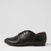 Clarey Xf Black Leather Lace Up Flats