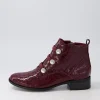 Clemens Claret Patent Croc Ankle Boots