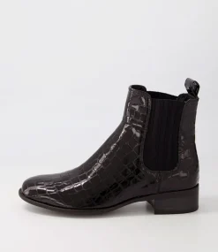 Cohen Black Patent Croc Chelsea Boots