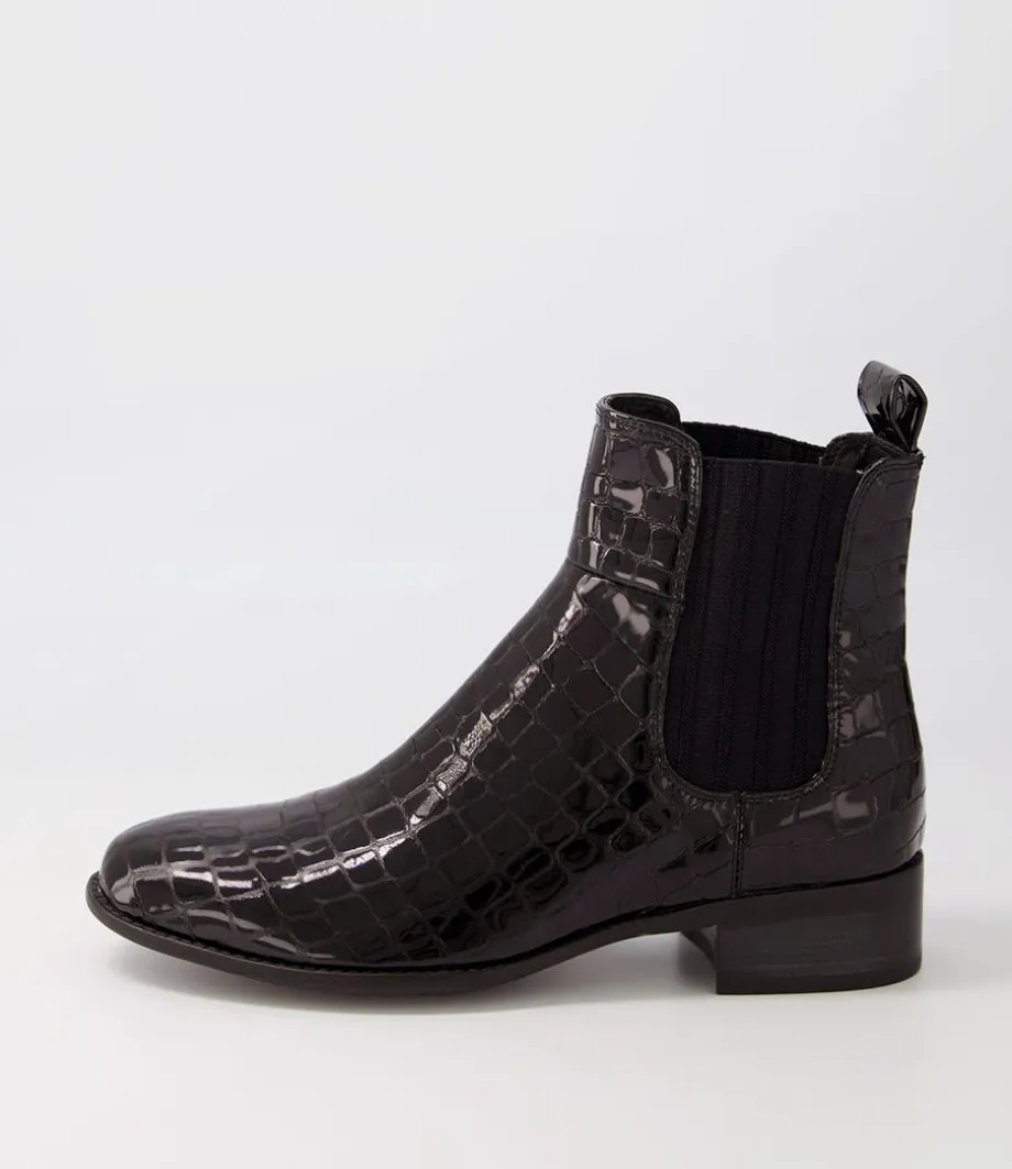 Cohen Black Patent Croc Chelsea Boots