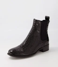 Cohen Black Patent Croc Chelsea Boots