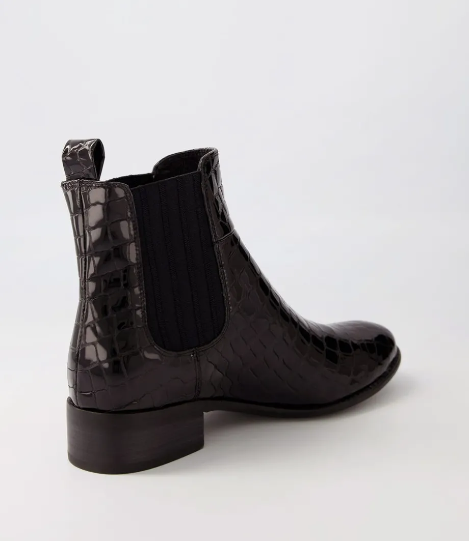 Cohen Black Patent Croc Chelsea Boots