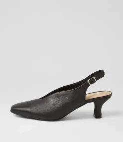 Congon Black Leather Heels