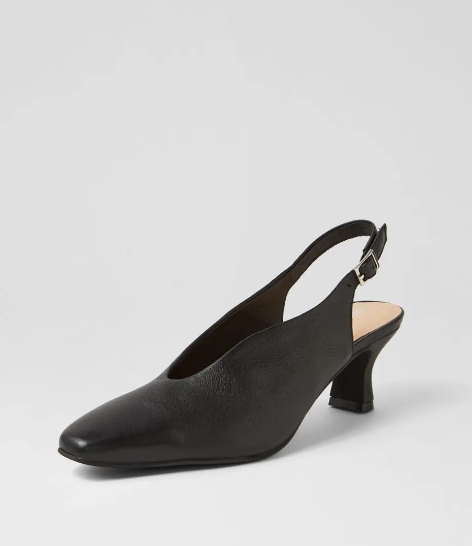 Congon Black Leather Heels