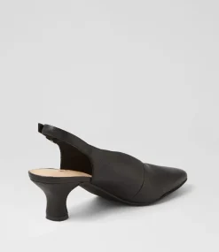 Congon Black Leather Heels