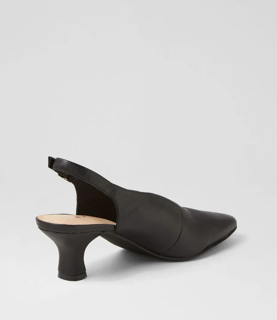 Congon Black Leather Heels