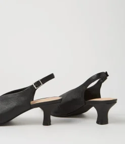 Congon Black Leather Heels