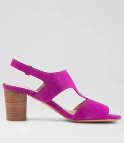Coral Magenta Suede Sandals