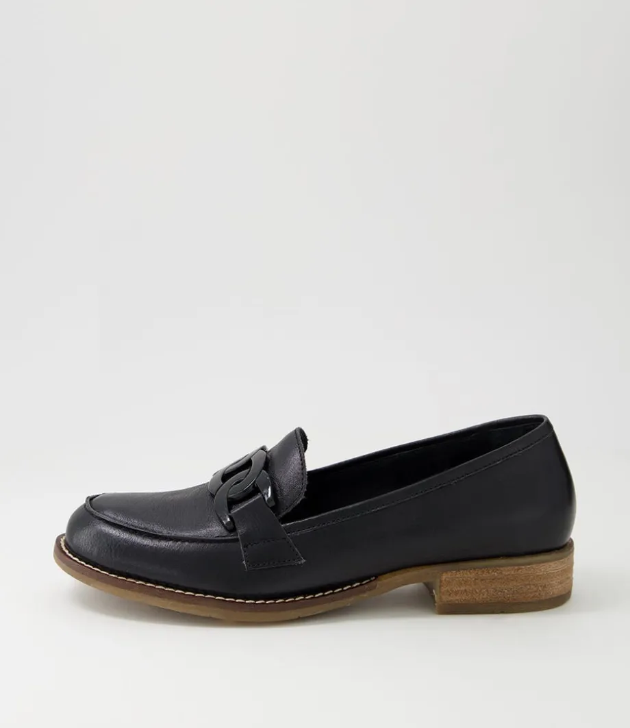 Corina Black Leather Loafers