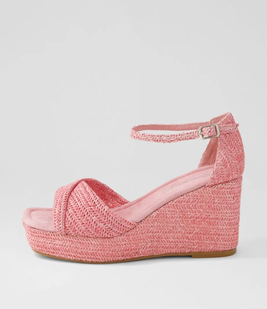Cotton Pink Synthetic Raffia Sandals