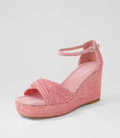 Cotton Pink Synthetic Raffia Sandals