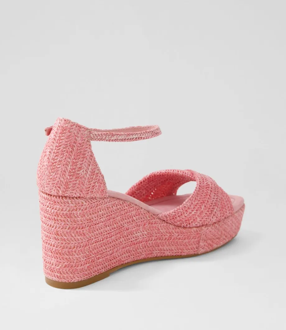 Cotton Pink Synthetic Raffia Sandals