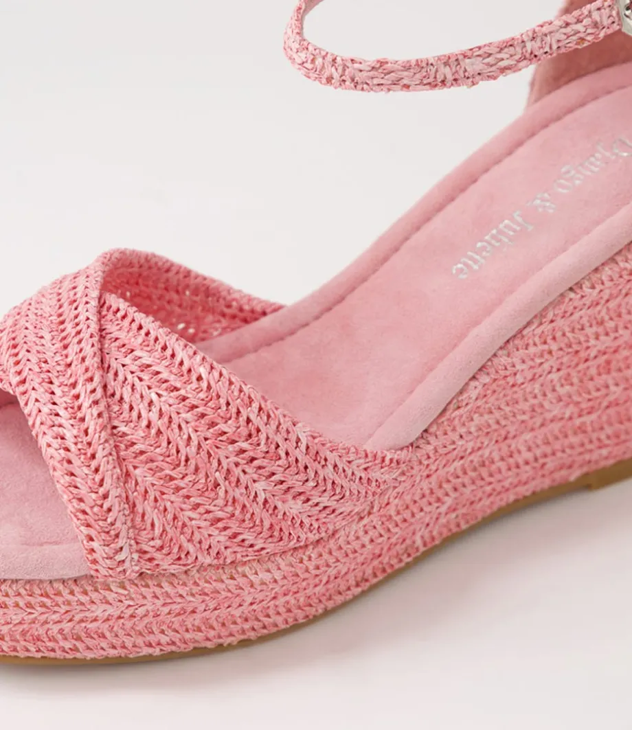Cotton Pink Synthetic Raffia Sandals