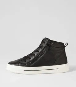 Courtyard 04 Schwarz Leather Lace Up Boots
