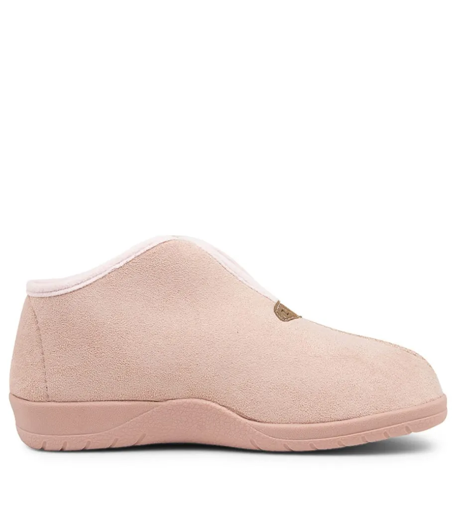 Cuddles W Pale Pink Microsuede Slippers