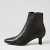 Cutaway Black Almond Leather Ankle Boots