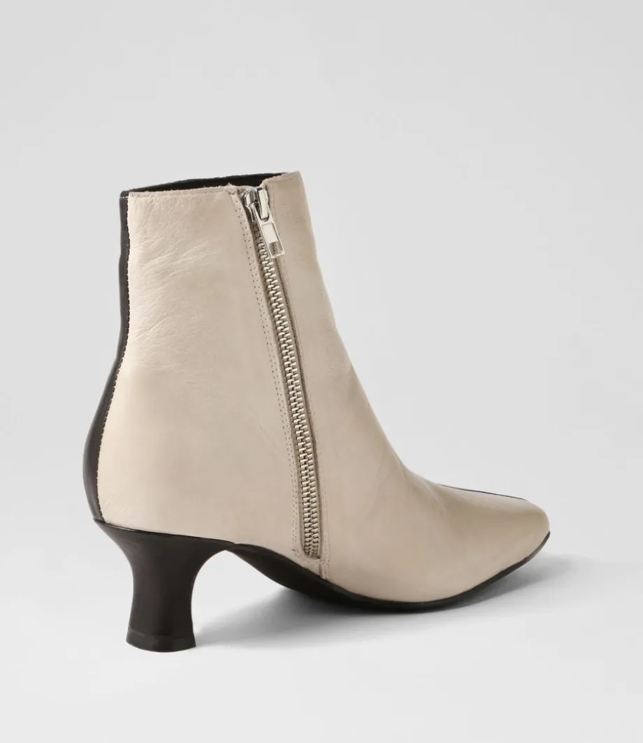Cutaway Black Almond Leather Ankle Boots