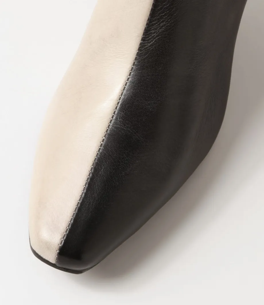Cutaway Black Almond Leather Ankle Boots