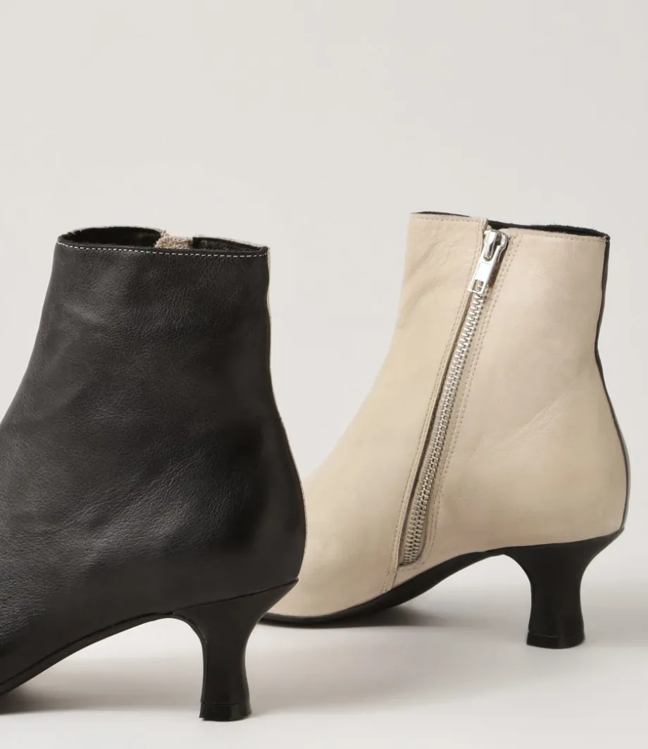 Cutaway Black Almond Leather Ankle Boots