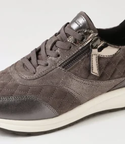 D Airell Az Dark Grey Suede Leather Sneakers