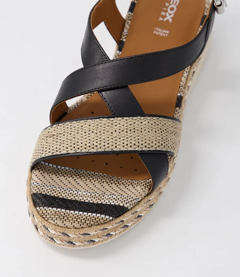 D Eolie D Black Leather Sandals