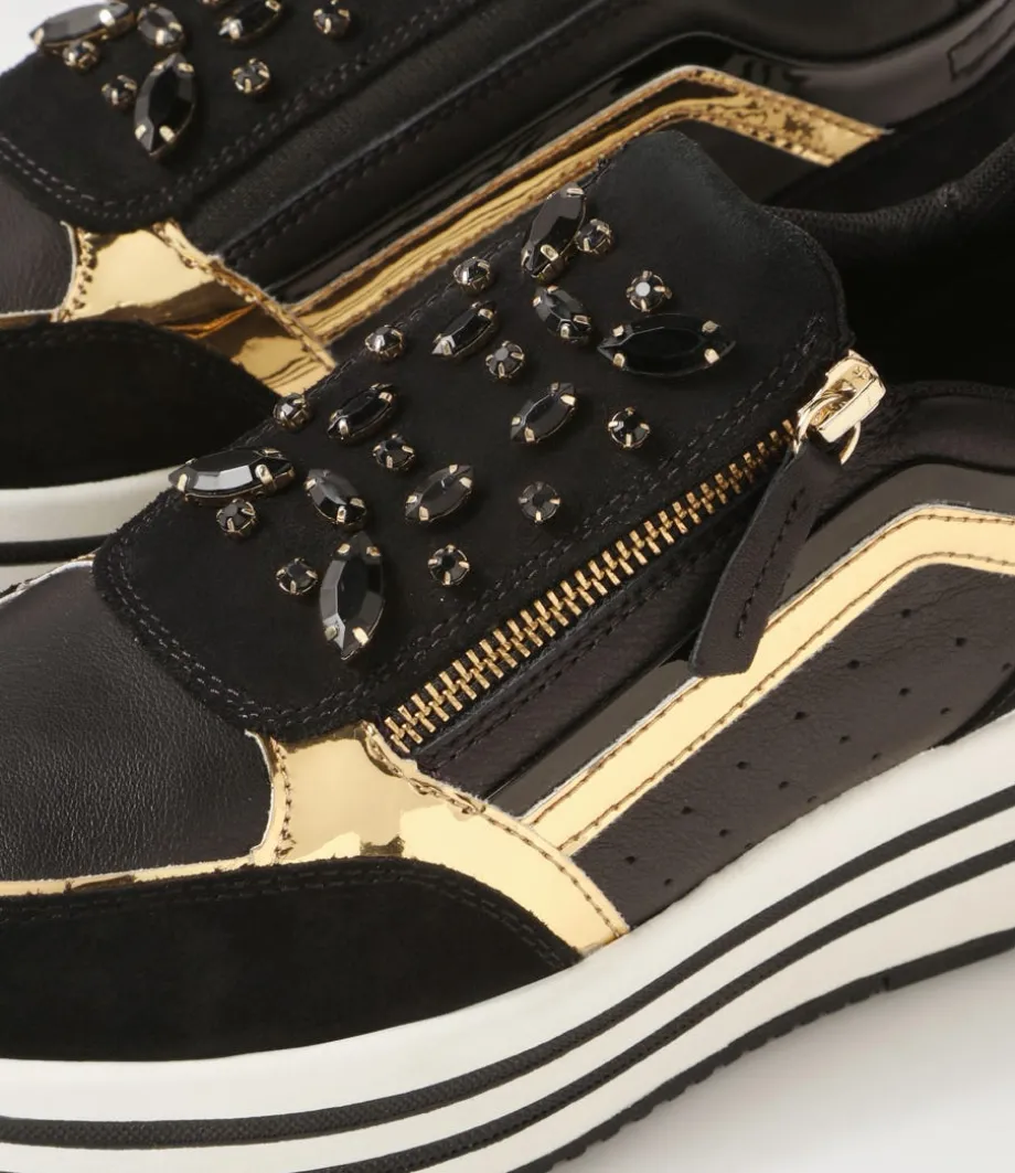 D Kency B Black Suede Leather Sneakers