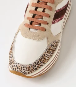 D Kency Off White Light Taupe Leather Suede Sneakers