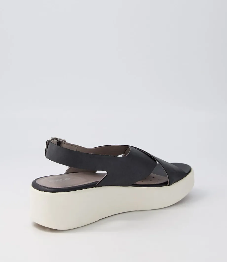 D Laudara B Black Leather Sandals