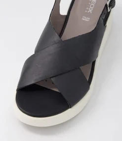 D Laudara B Black Leather Sandals