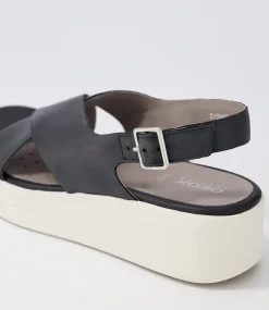D Laudara B Black Leather Sandals