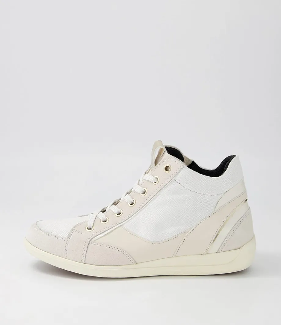 D Myria A Off White Suede Leather Sneakers