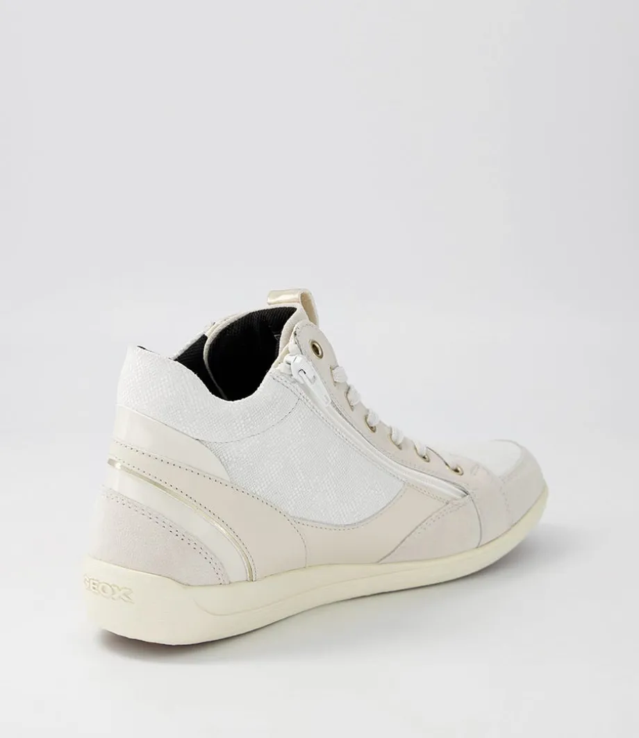 D Myria A Off White Suede Leather Sneakers